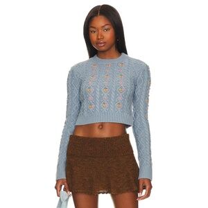 Majorelle Mansi Cropped Knit Floral Sweater NEW | REVOLVE